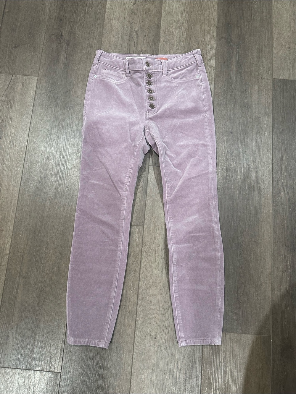 Pilcro by Anthropologie Corduroy Skinny Mid-Rise Pants in a Lavender Size 27